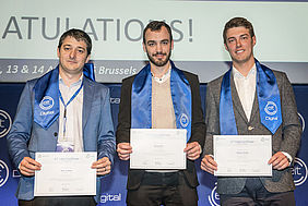 Three of the six degree recipients. FLTR: Radu Tudoran, Wilfried Dron, Roman Chirikov